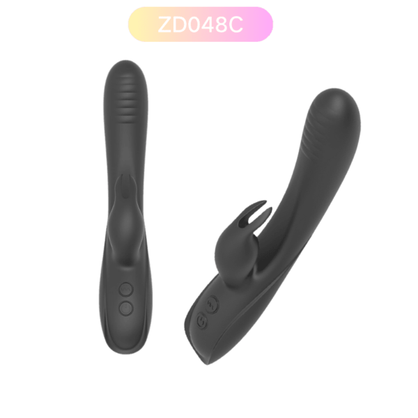 ZD048C Silicone Rabbit Vibrator – 7-Speed Rechargeable Adult Toy (Black)