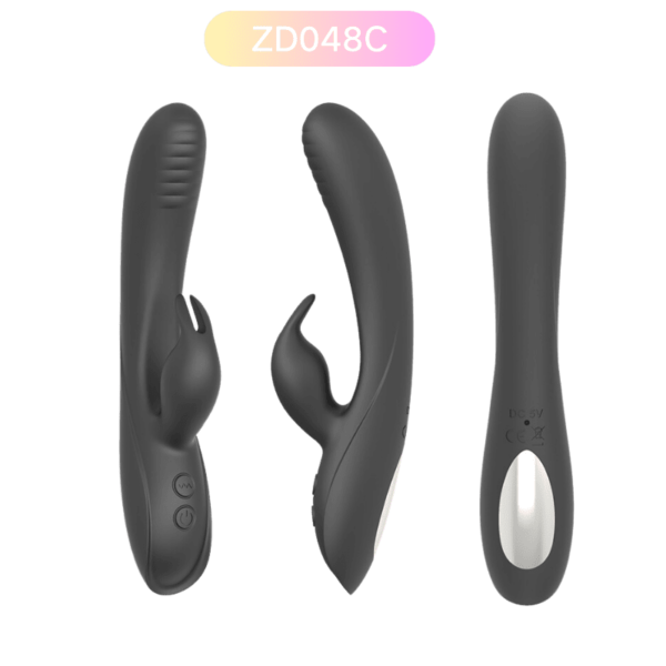 ZD048C Silicone Rabbit Vibrator – 7-Speed Rechargeable Adult Toy (Black) - Image 2