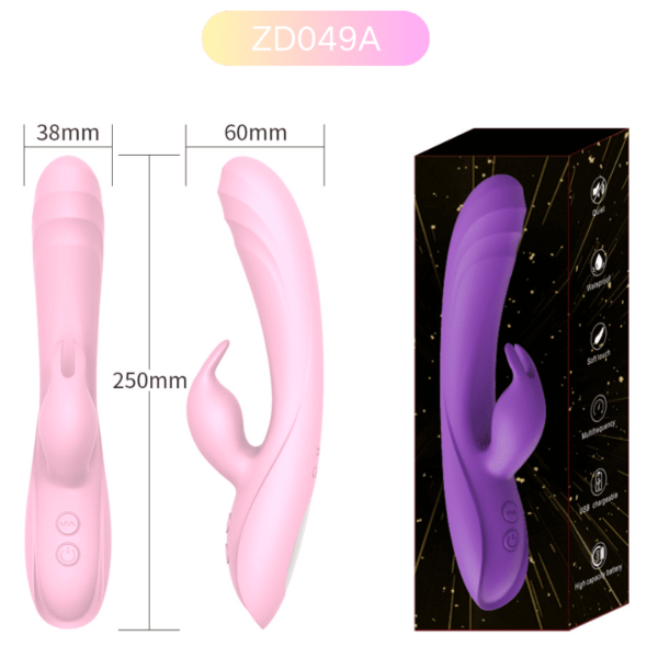 ZD049A Classic Simply Pleasure Rabbit Vibrator – 7-Speed Silicone (Pink) - Image 3