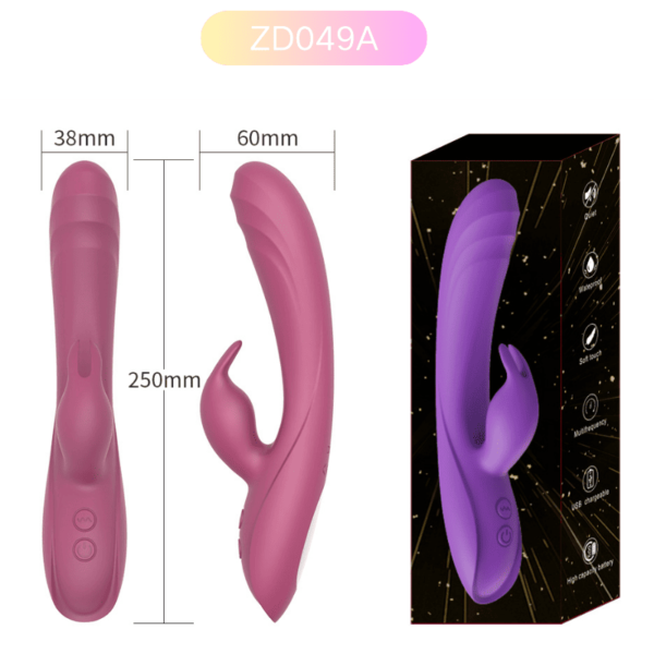 ZD049A Classic Simply Pleasure Rabbit Vibrator – 7-Speed Silicone (Red) - Image 3