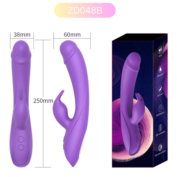 ZD048B Silicone Rabbit Vibrator – 7-Speed Rechargeable Adult Toy (Purple) - Image 3