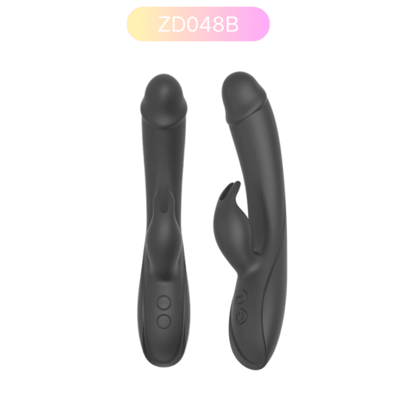 ZD048B Silicone Rabbit Vibrator – 7-Speed Rechargeable Adult Toy (Black)