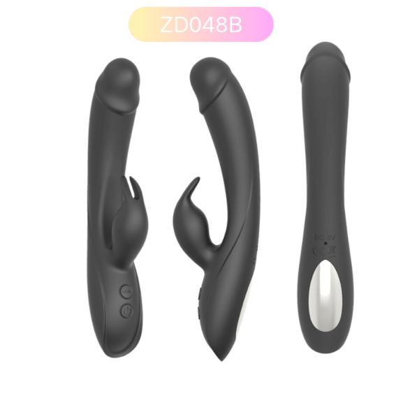 ZD048B Silicone Rabbit Vibrator – 7-Speed Rechargeable Adult Toy (Black) - Image 2