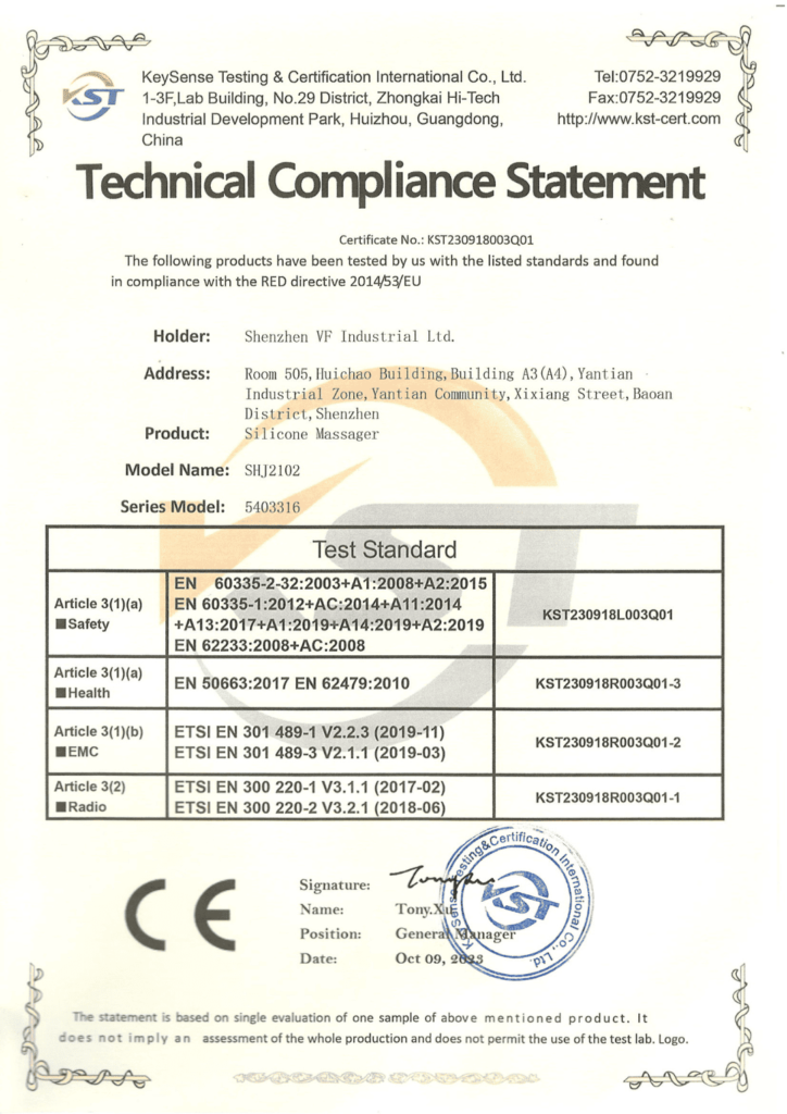 Various certification documents and logos