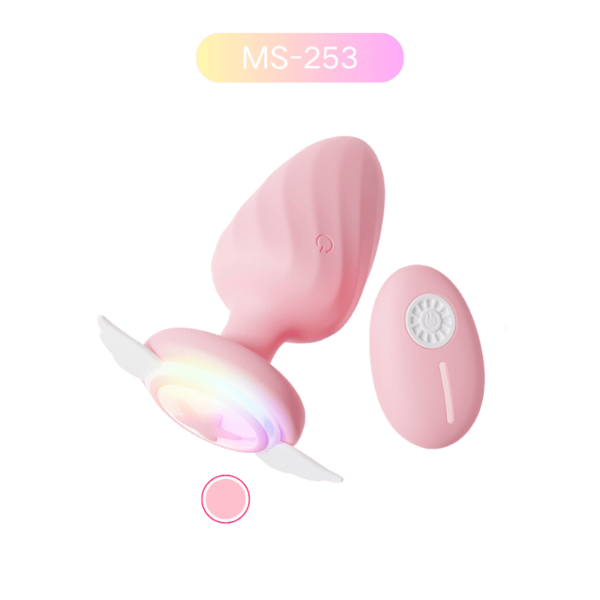 MS253-Angel Wings Light-Up Anal Plug – 12 Vibration Modes (Pink)