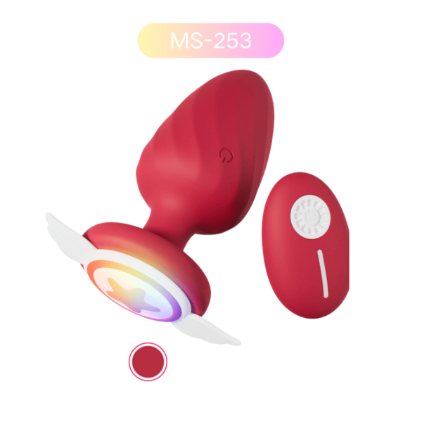 MS253-Angel Wings Light-Up Anal Plug – 12 Vibration Modes (Red)