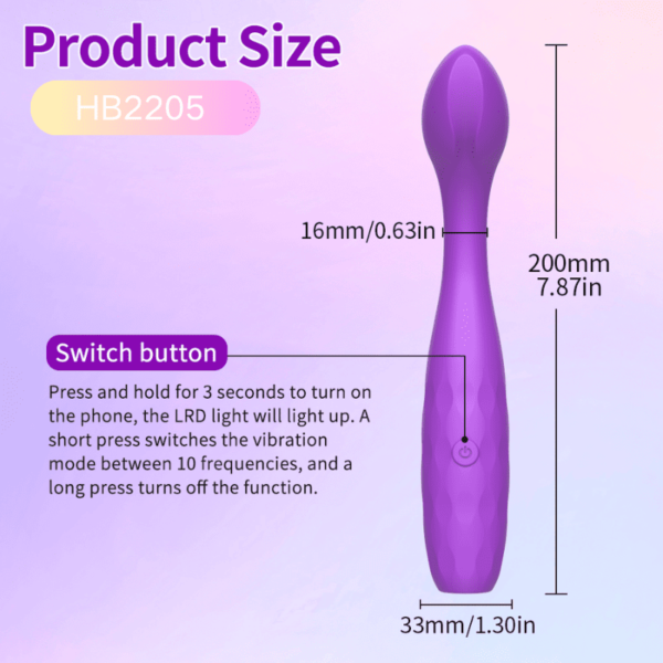 Ultimate G-Spot Vibrator – 10 Vibration Modes, Silicone, Magnetic Charging HB2205 - Image 2