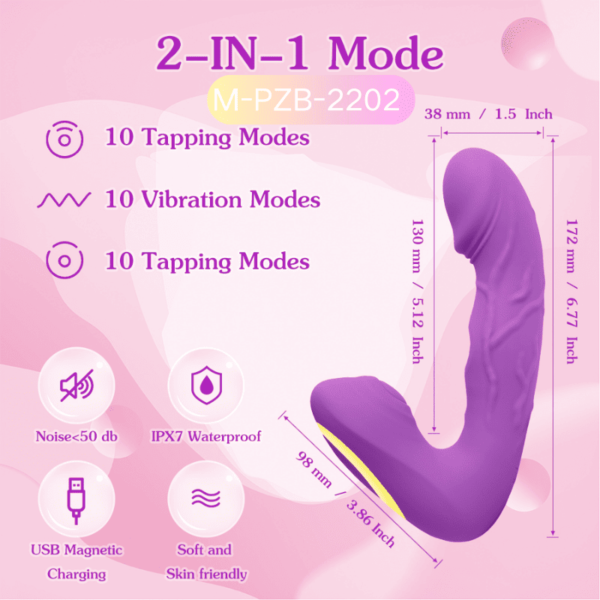 Suction & Vibration Rabbit Vibrator – 10 Modes, Rechargeable, IPX6 Waterproof M-PZB-2022 - Image 6
