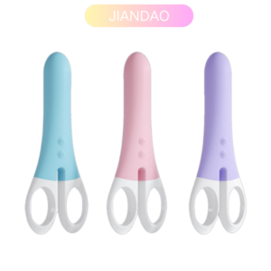 Body-safe silicone scissors-inspired vibrator with 9 vibration modes and USB charging