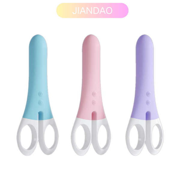 Body-safe silicone scissors-inspired vibrator with 9 vibration modes and USB charging