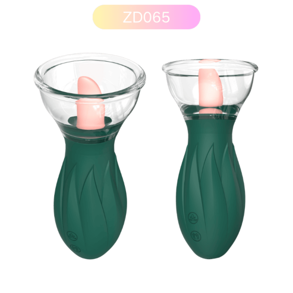Clitoral suction cup vibrator with magnetic charger and detachable head