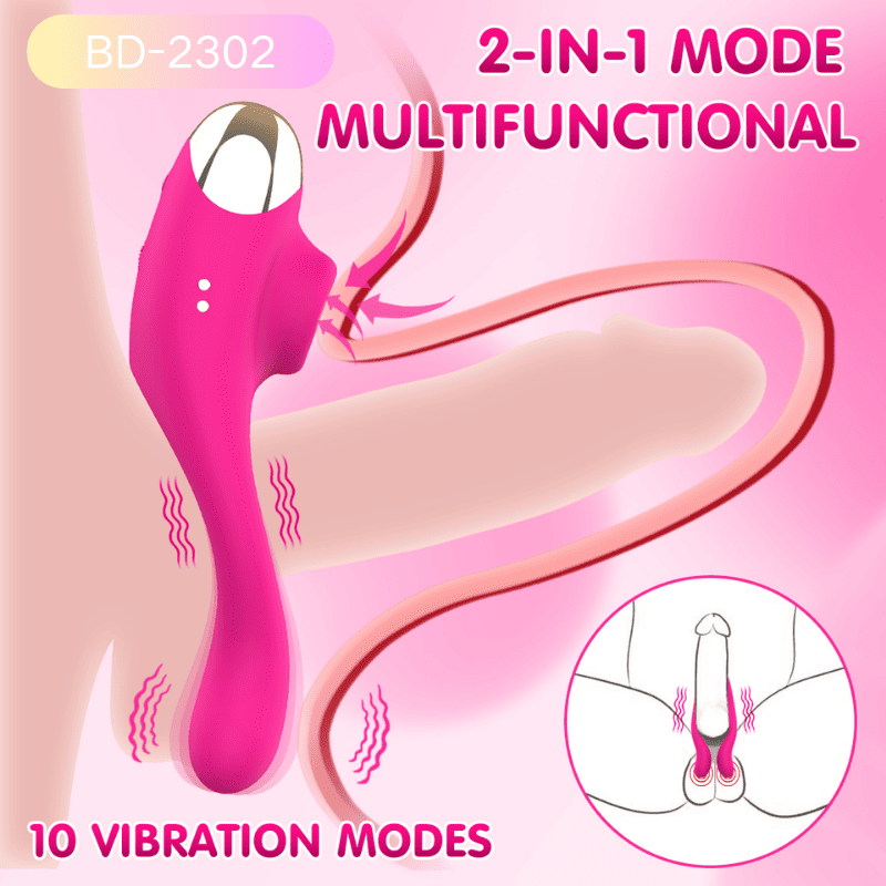Marketing ad for a clitoral sucker next to one for a G-spot vibrator