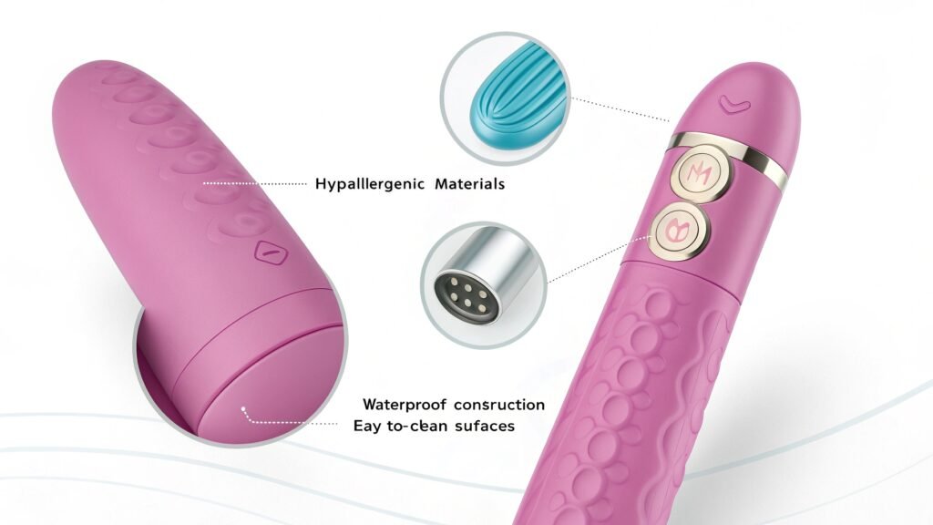 Body-safe vibrator materials and safety features