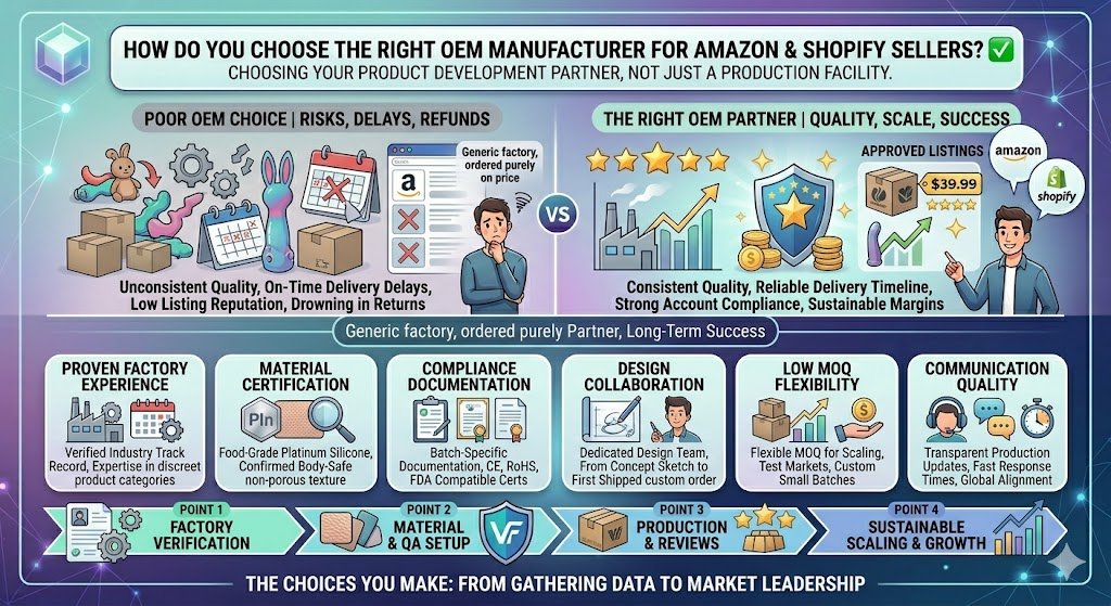 Choosing the Right OEM Manufacturer for Amazon and Shopify Sellers choosing OEM manufacturer Amazon Shopify adult toy sellers