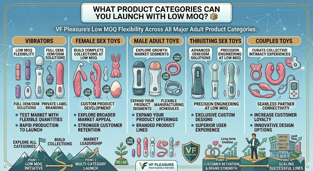 Product Categories Available with Low MOQ at VF Pleasure product categories low MOQ adult toys VF Pleasure