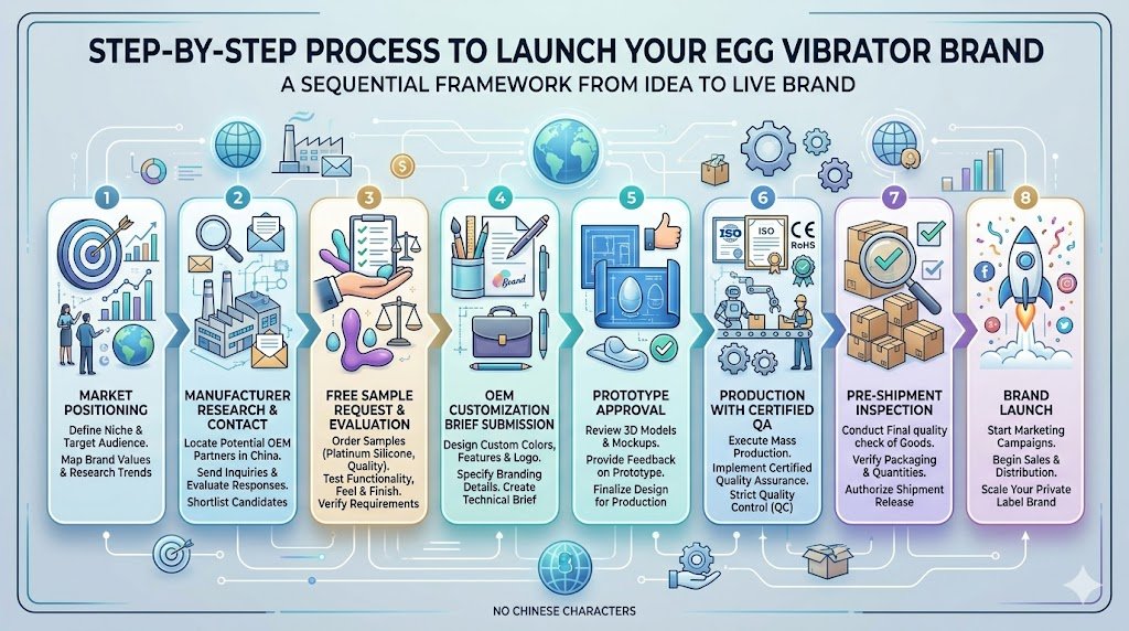 Step-by-Step Process to Launch Your Private Label Egg Vibrator Brand from China step by step process launch egg vibrator brand China private label