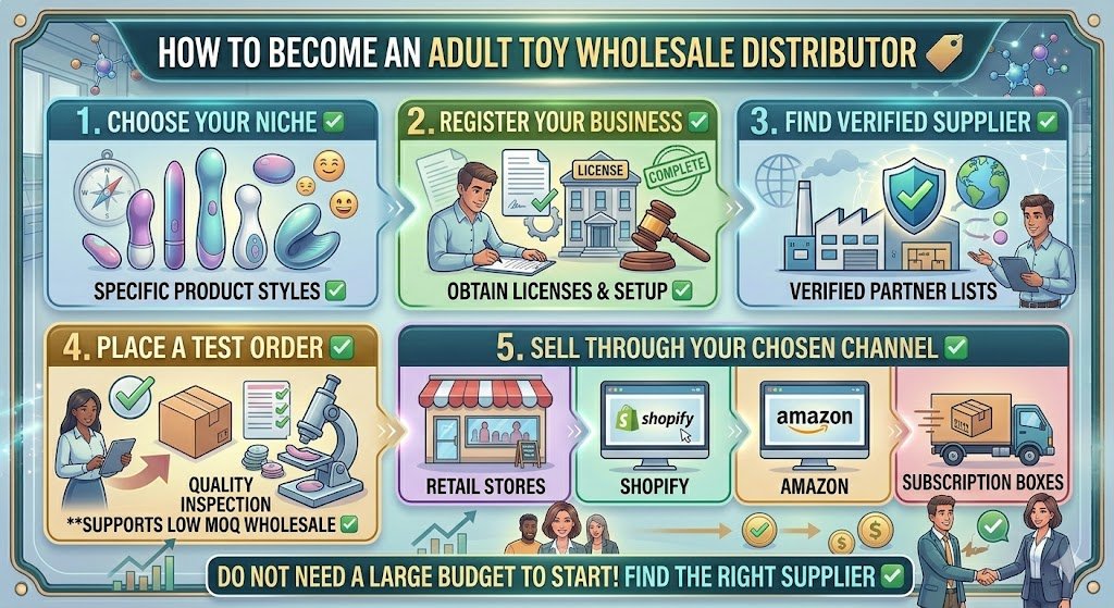 How to Become an Adult Toy Wholesale Distributor — Step by Step Steps to become an adult toy wholesale distributor low MOQ private label sex toys