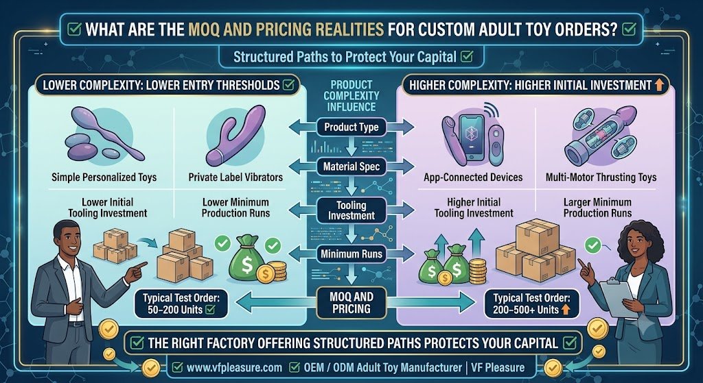 Custom Adult Toy MOQ and Pricing Realities — Test Order to Bulk Production Structure Guide Custom adult toy MOQ pricing structure OEM ODM test order bulk production low MOQ factory