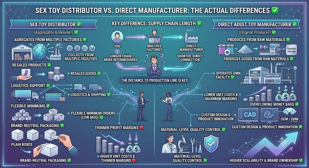 What Is the Actual Difference Between a Sex Toy Distributor and a Direct Adult Toy Manufacturer? Difference between sex toy distributor and adult toy manufacturer supply chain wholesale sourcing explained
