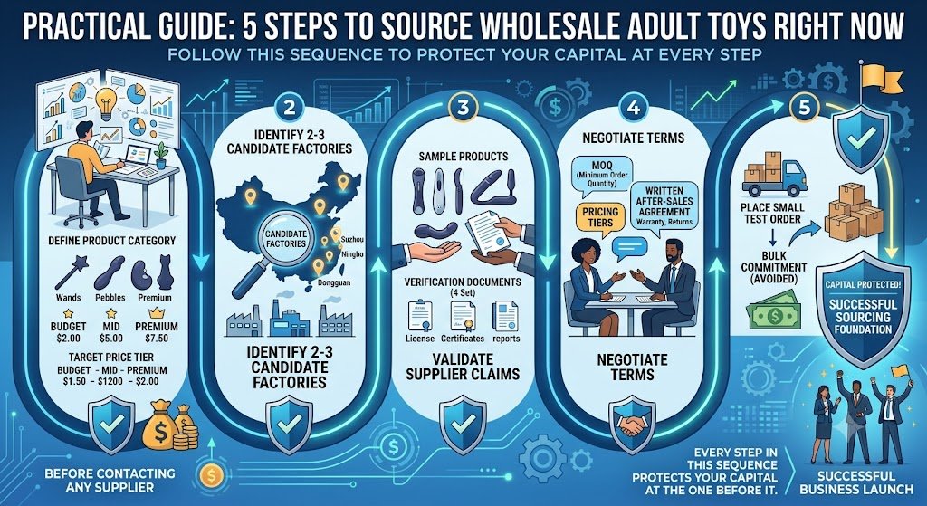 Practical Steps to Start Sourcing Wholesale Adult Toys Right Now — MOQ Negotiation Factory Guide Practical steps sourcing wholesale adult toys sequence test order MOQ negotiation factory verification guide