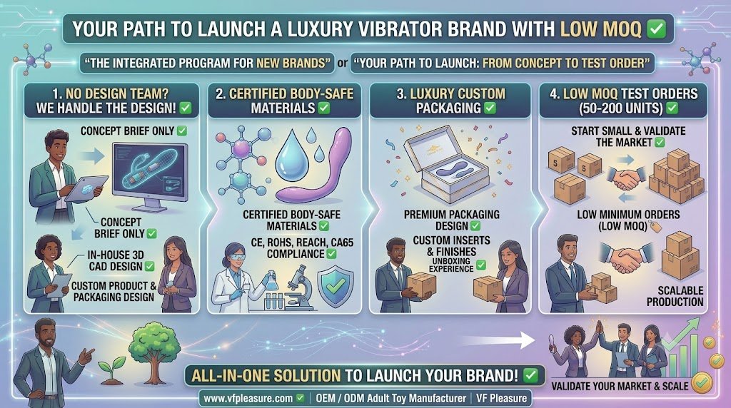How to Start a Luxury Vibrator Brand with Low MOQ and No Design Team — OEM Factory Manufacturer Direct Start luxury vibrator brand low MOQ no design team OEM factory custom sex toys private label manufacturer direct