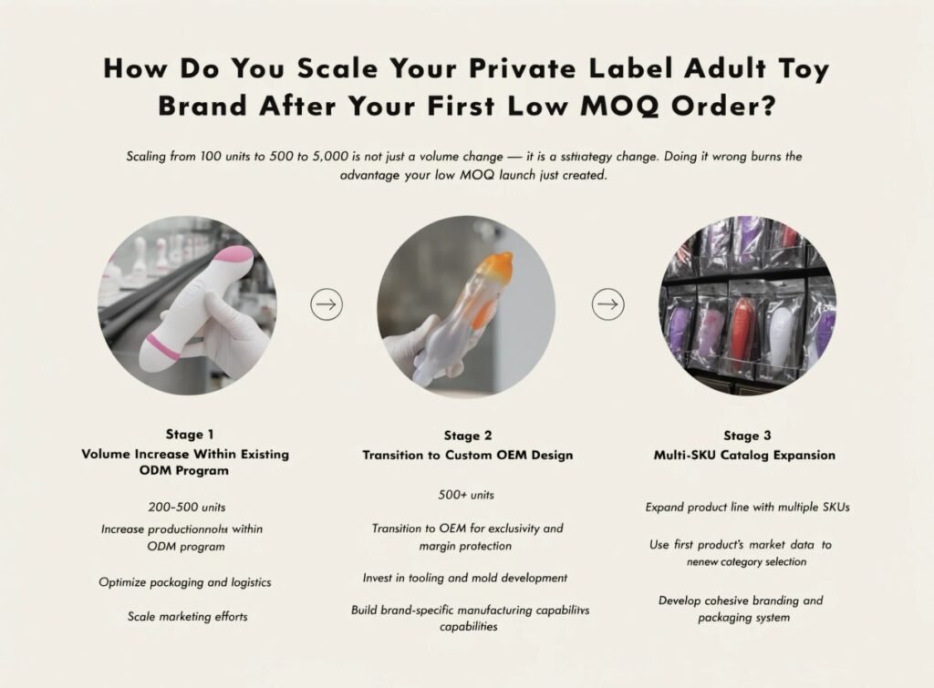 How to Scale a Private Label Adult Toy Brand from Low MOQ Test Order to Full Brand — Strategy Guide Scale private label adult toy brand low MOQ to OEM custom SKU expansion strategy sexual wellness
