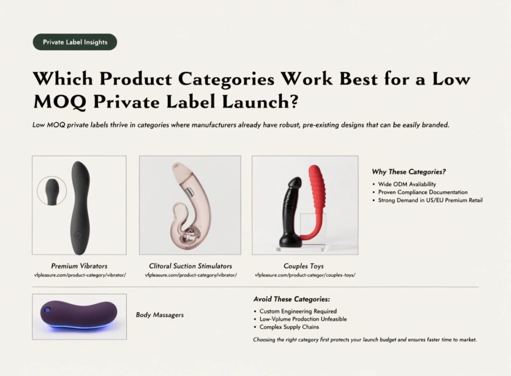 Best Product Categories for Low MOQ Private Label Adult Toy Launch — Vibrators Couples Toys Body Massager Guide Best product categories low MOQ private label adult toy launch vibrators couples toys body massager sexual wellness