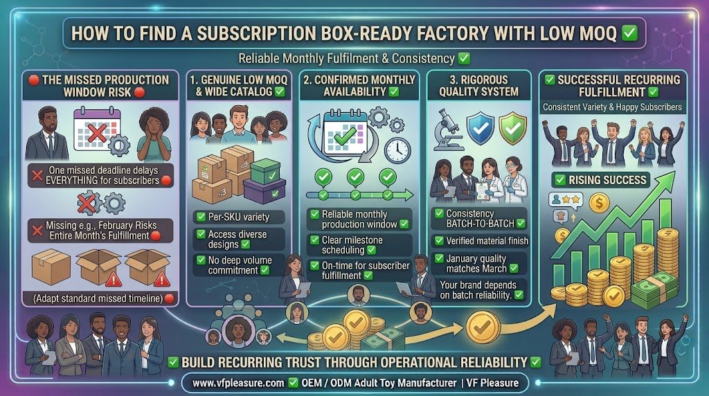 How to Find a Low MOQ Factory That Supports Monthly Recurring Adult Toy Subscription Box Orders Find low MOQ adult toy factory monthly recurring orders subscription box quality consistency compliance