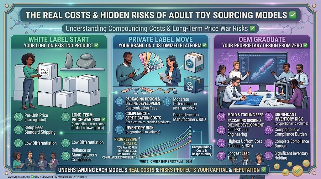What Each Adult Toy Sourcing Model Really Costs in 2026 — Mold Tooling Packaging Compliance Inventory Risk Real cost adult toy sourcing model mold tooling packaging compliance certification inventory risk white label private label OEM