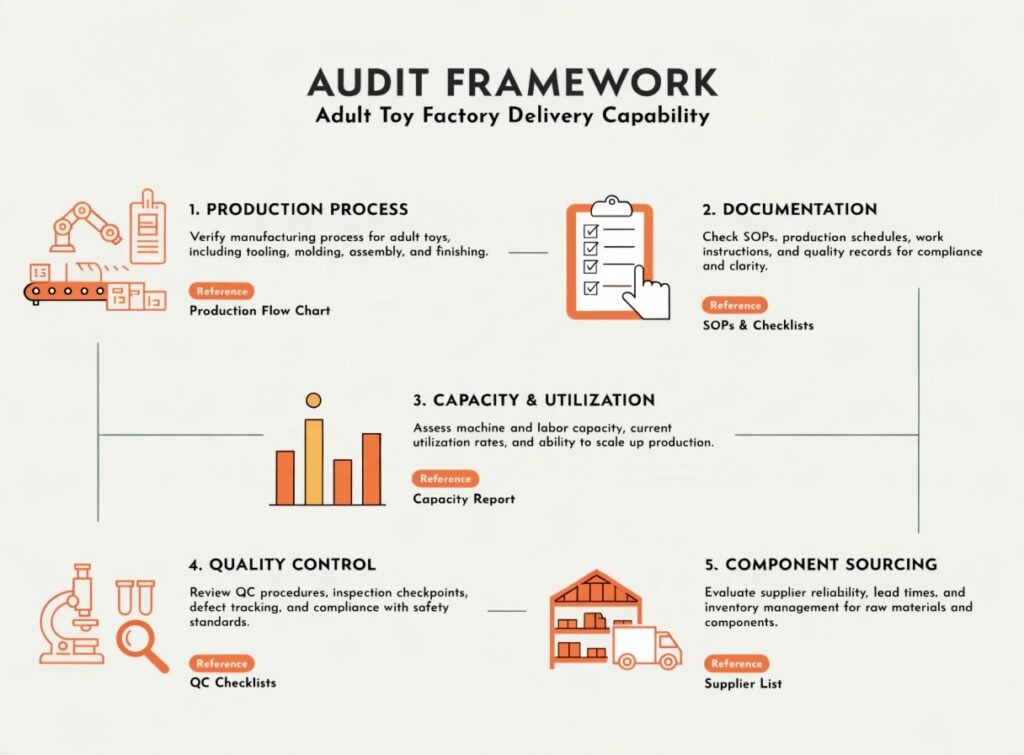 How to Audit an Adult Toy Factory's Delivery Capability — Five-Part Framework Production Documentation Capacity QC Audit adult toy factory delivery capability five-part framework production documentation capacity QC component sourcing reference