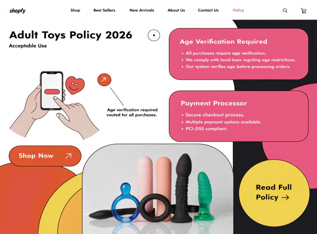 Can You Actually Sell Adult Toys on Shopify in 2026 — Platform Policy Payment Processor Age Verification Guide Shopify adult toys 2026 policy acceptable use payment processor age verification sex toy store