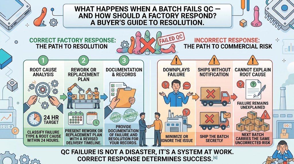 What Happens When a Batch Fails QC in Adult Toy Manufacturing? Adult toy batch fails QC factory response root cause rework replacement documentation resolution process