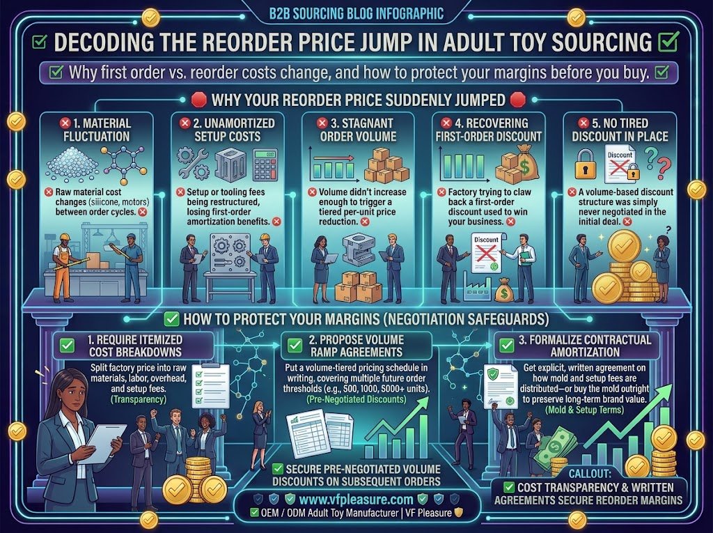Why First Order and Reorder Prices Are Different in Adult Toy Manufacturing Sex toy factory first order reorder price difference cost structure tooling setup compliance amortisation