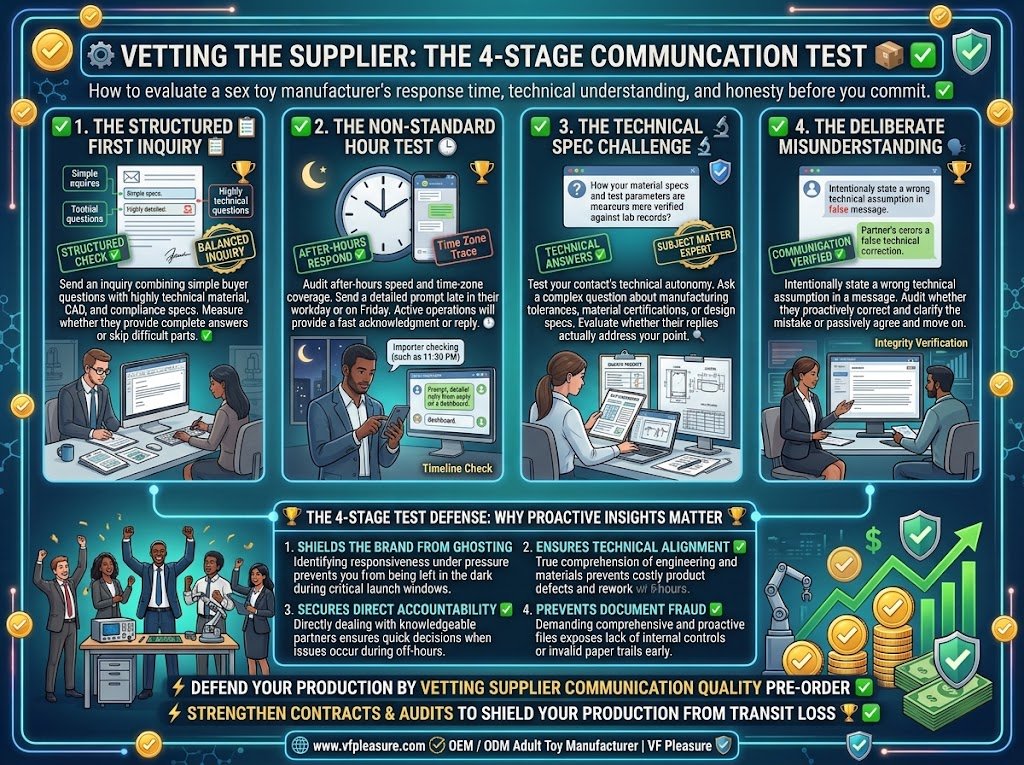 How to Test Adult Toy Supplier Communication Before Committing — Four-Stage Evaluation Test adult toy supplier communication response time technical question misunderstanding structured inquiry evaluation