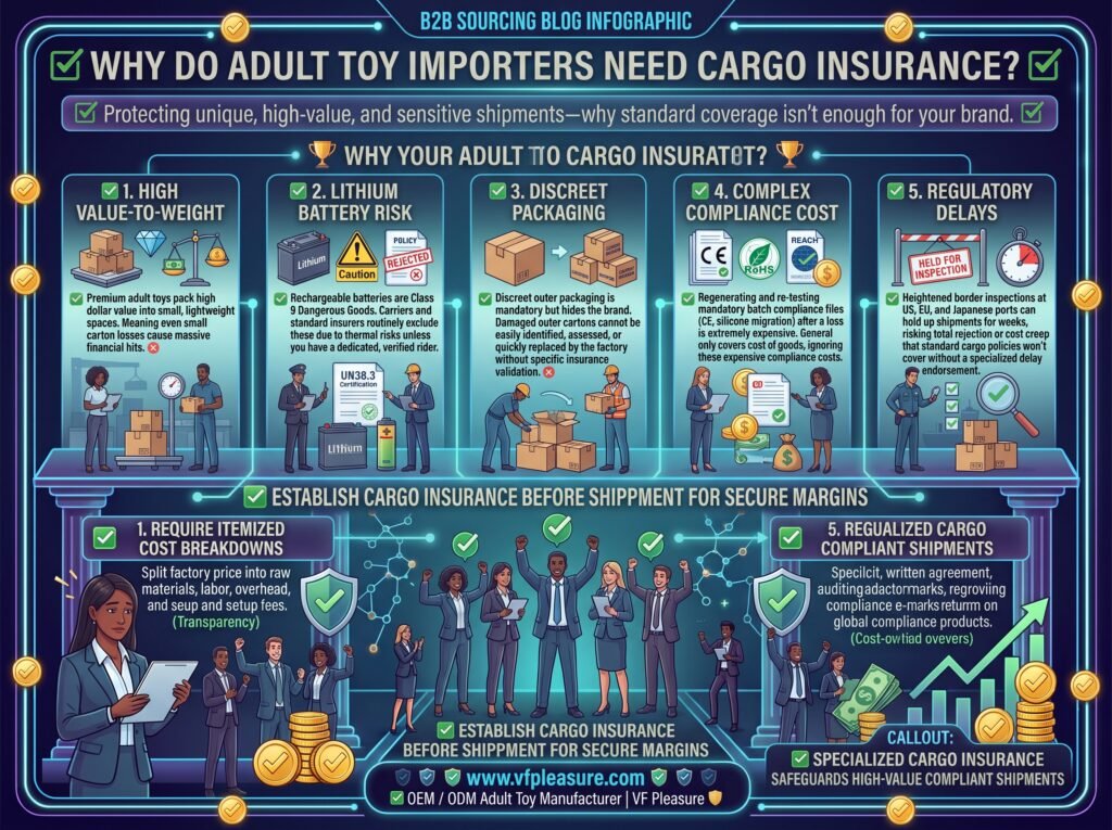 Why Adult Toy Importers Need Cargo Insurance Specifically — Four Compounding Risk Factors Adult toy importer cargo insurance specific risks high value lithium battery discreet packaging compliance documentation