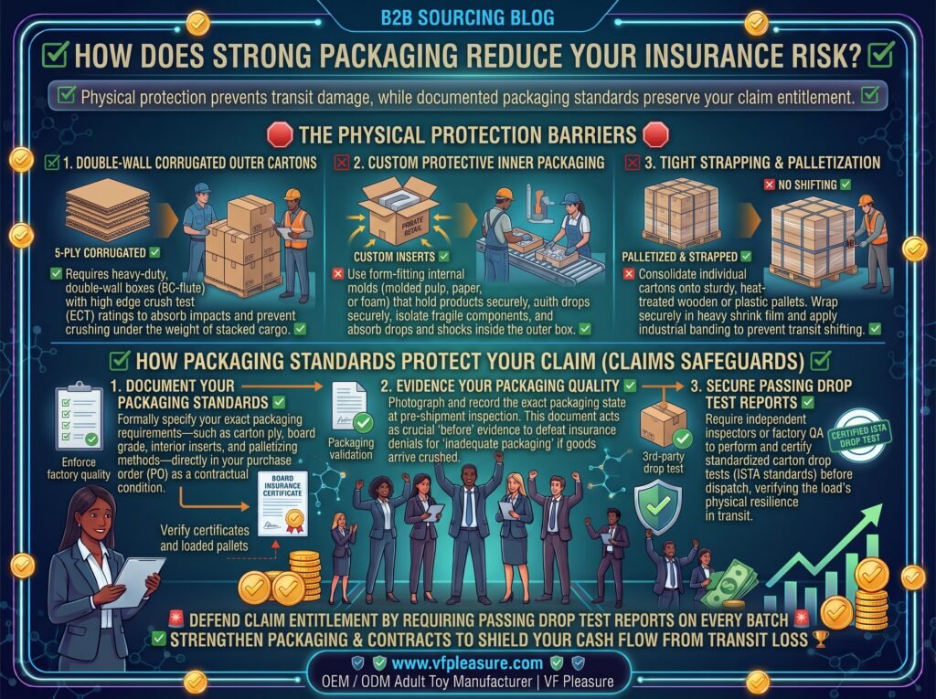 How Strong Factory Packaging Reduces Adult Toy Cargo Insurance Risk Strong packaging adult toy factory cargo insurance risk reduction physical protection documentation inadequate packaging exclusion