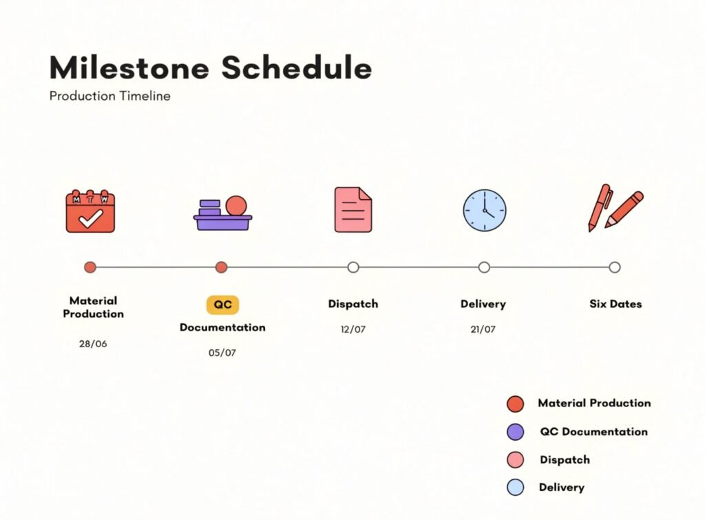 Adult Toy Production Milestone Schedule — Six Named Dates for Delivery Protection Adult toy production milestone schedule six dates material production QC documentation dispatch delivery