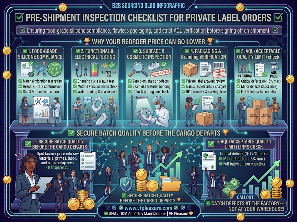 Pre-Shipment Inspection Checklist for Private Label Sex Toy Orders Pre-shipment inspection checklist private label sex toy orders food-grade silicone compliance packaging AQL