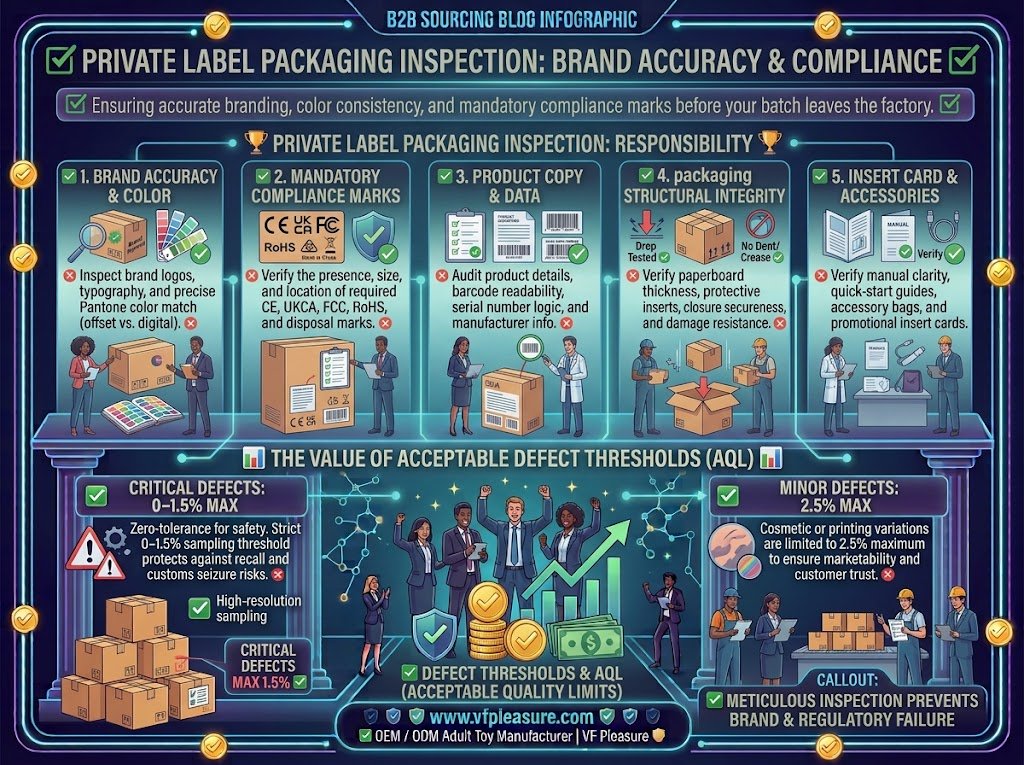 How to Inspect Private Label Sex Toy Packaging for Brand Accuracy Private label packaging inspection brand accuracy colour logo compliance marks copy structure insert card adult toy