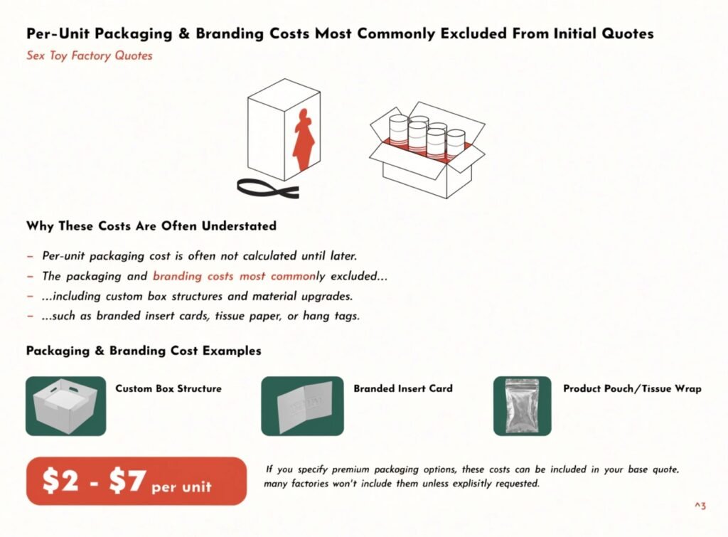 What Packaging and Branding Costs Are Excluded from Sex Toy Factory Quotes? Packaging branding costs excluded adult toy factory quote custom box insert card pouch tag premium finish