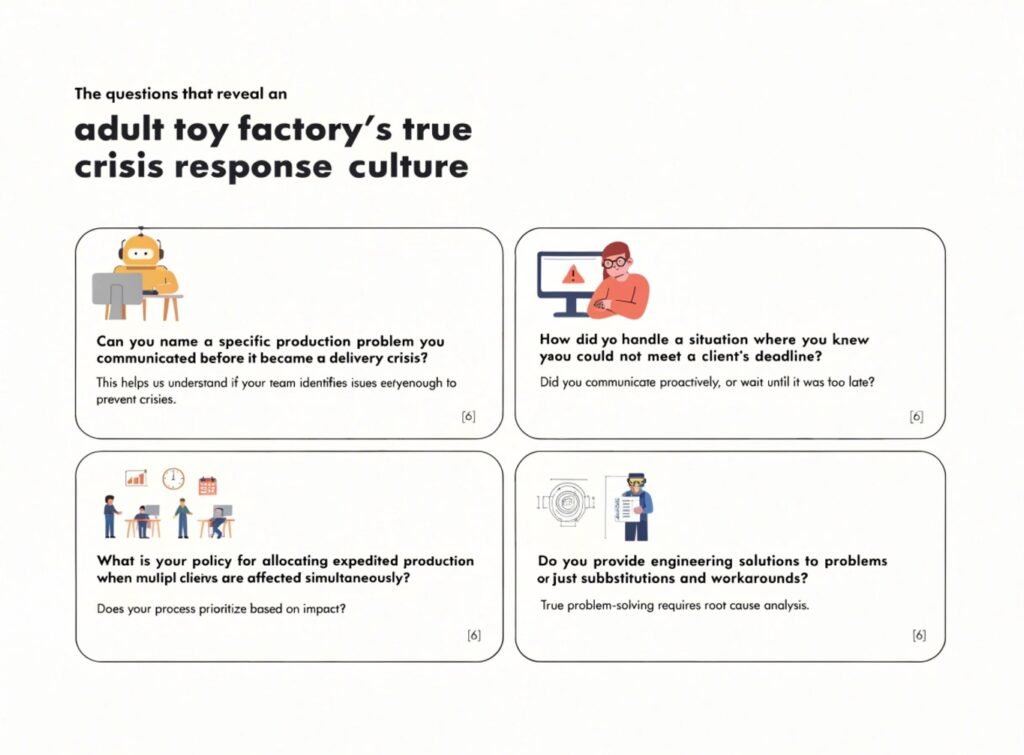What Questions Reveal an Adult Toy Factory's True Crisis Response Culture Adult toy factory crisis response culture proactive communication problem solving expedited capacity engineering solutions
